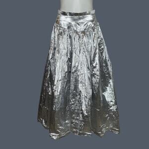 Vintage 60s Silver Metallic Space-Age A-Line, sz Small